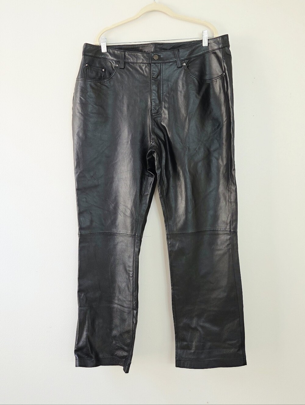 Jessica London Genuine Leather Straight Leg Pants Size 18